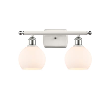 A large image of the Innovations Lighting 516-2W-9-16 Athens Vanity White and Polished Chrome / Matte White