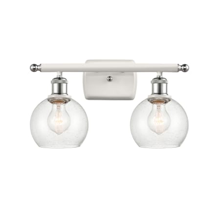 A large image of the Innovations Lighting 516-2W-9-16 Athens Vanity White and Polished Chrome / Seedy