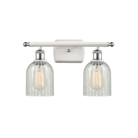 A large image of the Innovations Lighting 516-2W Caledonia White and Polished Chrome / Mouchette