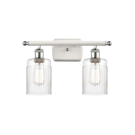 A large image of the Innovations Lighting 516-2W Hadley White and Polished Chrome / Clear