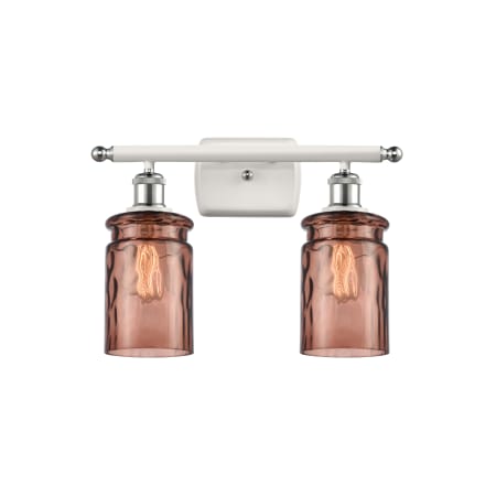 A large image of the Innovations Lighting 516-2W Candor White and Polished Chrome / Toffee Waterglass