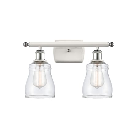 A large image of the Innovations Lighting 516-2W Ellery White and Polished Chrome / Clear