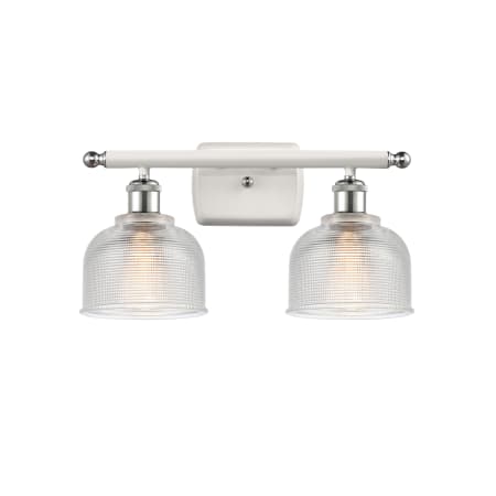 A large image of the Innovations Lighting 516-2W Dayton White and Polished Chrome / Clear