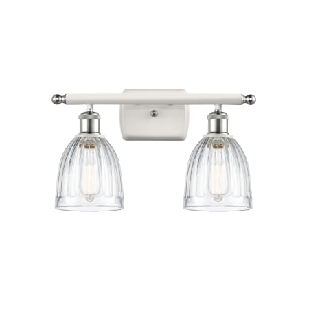 A large image of the Innovations Lighting 516-2W Brookfield White and Polished Chrome / Clear