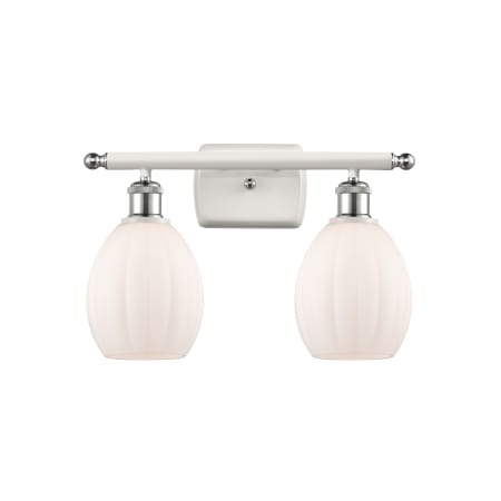 A large image of the Innovations Lighting 516-2W Eaton White and Polished Chrome / Matte White