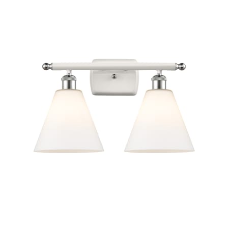 A large image of the Innovations Lighting 516-2W-11-18 Berkshire Vanity White and Polished Chrome / Matte White