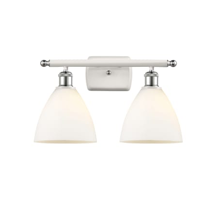 A large image of the Innovations Lighting 516-2W-11-18 Bristol Vanity White and Polished Chrome / Matte White