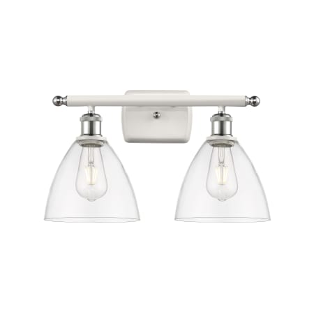 A large image of the Innovations Lighting 516-2W-11-18 Bristol Vanity White and Polished Chrome / Clear