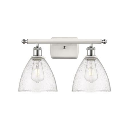 A large image of the Innovations Lighting 516-2W-11-18 Bristol Vanity White and Polished Chrome / Seedy