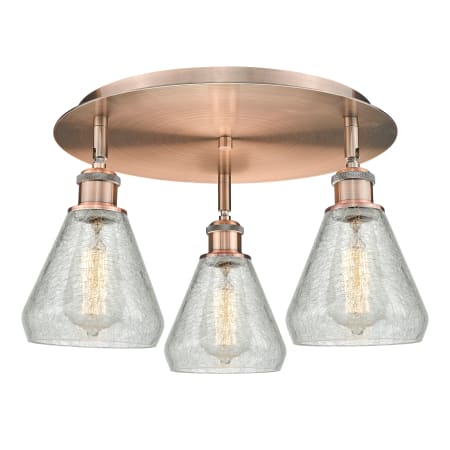 A large image of the Innovations Lighting 516-3C-10-18 Conesus Flush Alternate Image