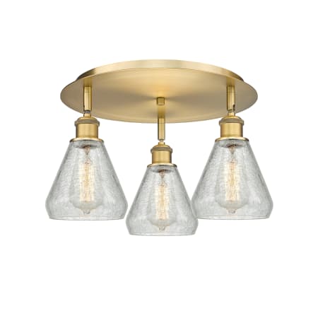 A large image of the Innovations Lighting 516-3C-10-18 Conesus Flush Alternate Image