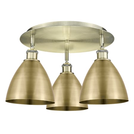 A large image of the Innovations Lighting 516-3C-10-20 Ballston Dome Flush Antique Brass
