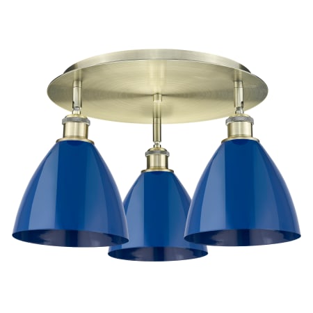 A large image of the Innovations Lighting 516-3C-10-20 Ballston Dome Flush Antique Brass / Blue