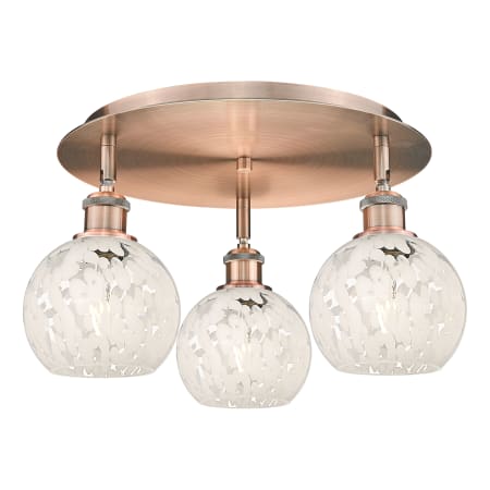 A large image of the Innovations Lighting 516-3C-9-18-White Mouchette-Indoor Ceiling Fixture Antique Copper / White Mouchette