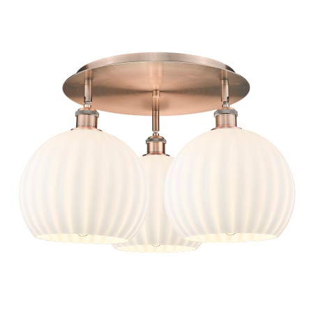 A large image of the Innovations Lighting 516-3C-13-22-White Venetian-Indoor Ceiling Fixture Antique Copper / White Venetian