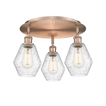 A large image of the Innovations Lighting 516-3C-10-18 Cindyrella Flush Antique Copper / Seedy