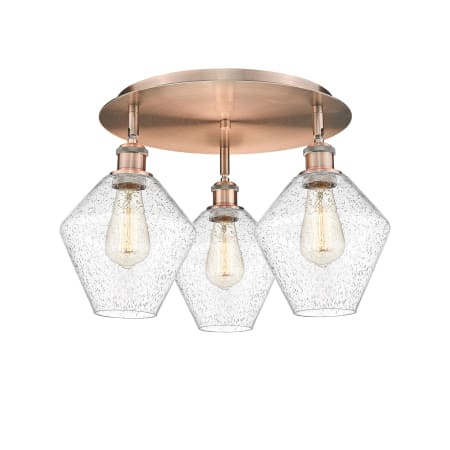 A large image of the Innovations Lighting 516-3C-11-20 Cindyrella Flush Antique Copper / Seedy