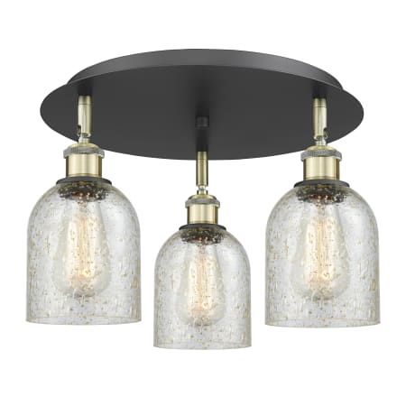 A large image of the Innovations Lighting 516-3C-10-17 Caledonia Flush Black Antique Brass / Mica