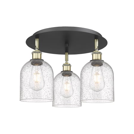 A large image of the Innovations Lighting 516-3C-11-18 Bella Flush Black Antique Brass / Seedy