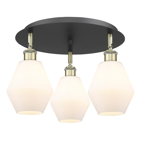 A large image of the Innovations Lighting 516-3C-10-18 Cindyrella Flush Black Antique Brass / Cased Matte White