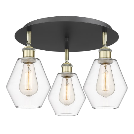 A large image of the Innovations Lighting 516-3C-10-18 Cindyrella Flush Black Antique Brass / Clear