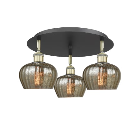 A large image of the Innovations Lighting 516-3C-8-19 Fenton Flush Black Antique Brass / Mercury