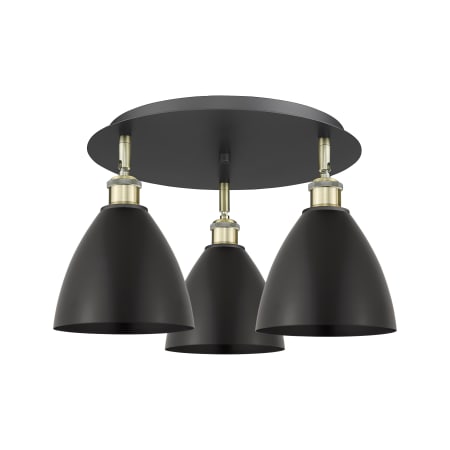 A large image of the Innovations Lighting 516-3C-10-20 Ballston Dome Flush Black Antique Brass / Matte Black