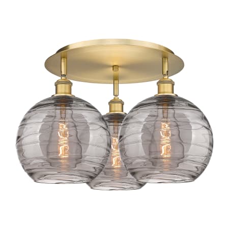 A large image of the Innovations Lighting 516-3C 13 22 Athens Deco Swirl Semi-Flush Brushed Brass