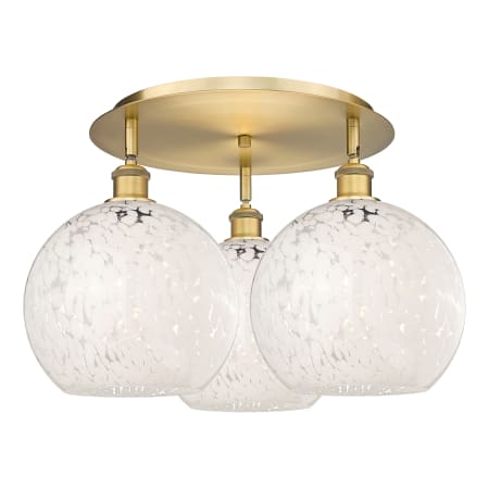 A large image of the Innovations Lighting 516-3C-13-22-White Mouchette-Ceiling Fixture Brushed Brass / White Mouchette