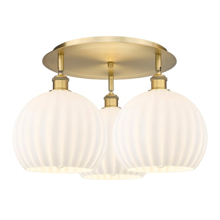 A large image of the Innovations Lighting 516-3C-13-22-White Venetian-Indoor Ceiling Fixture Brushed Brass / White Venetian