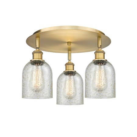 A large image of the Innovations Lighting 516-3C-10-17 Caledonia Flush Brushed Brass / Mica