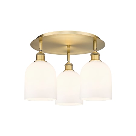 A large image of the Innovations Lighting 516-3C-11-18 Bella Flush Brushed Brass / Gloss White