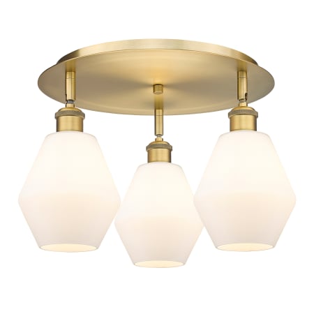 A large image of the Innovations Lighting 516-3C-10-18 Cindyrella Flush Brushed Brass / Cased Matte White