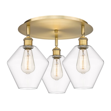 A large image of the Innovations Lighting 516-3C-11-20 Cindyrella Flush Brushed Brass / Clear