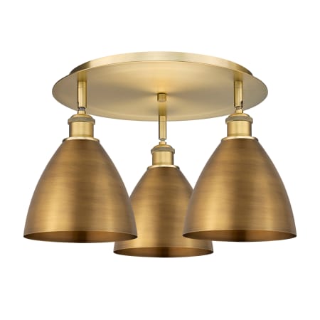 A large image of the Innovations Lighting 516-3C-10-20 Ballston Dome Flush Brushed Brass