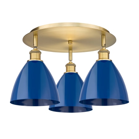 A large image of the Innovations Lighting 516-3C-10-20 Ballston Dome Flush Brushed Brass / Blue