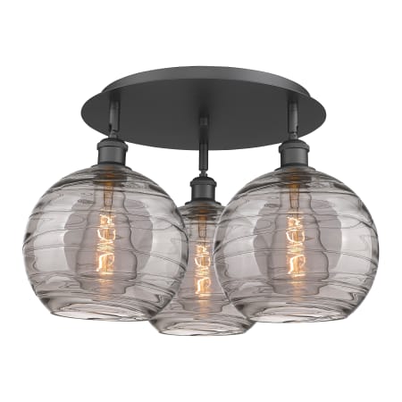 A large image of the Innovations Lighting 516-3C 13 22 Athens Deco Swirl Semi-Flush Matte Black