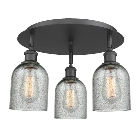 A large image of the Innovations Lighting 516-3C-10-17 Caledonia Flush Matte Black / Charcoal