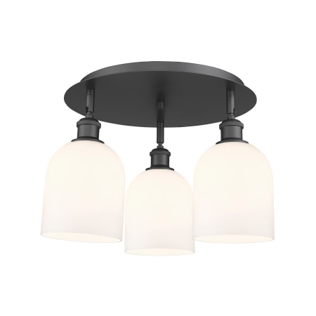 A large image of the Innovations Lighting 516-3C-11-18 Bella Flush Matte Black / Gloss White