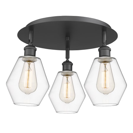 A large image of the Innovations Lighting 516-3C-10-18 Cindyrella Flush Matte Black / Clear