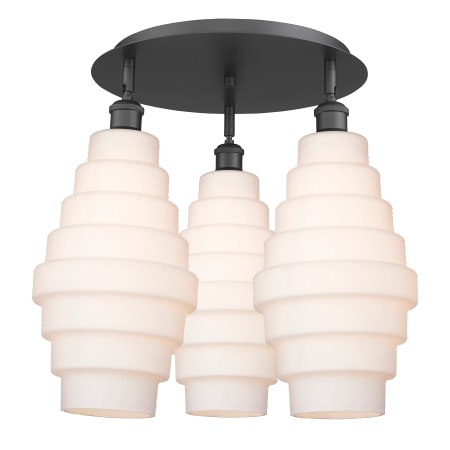 A large image of the Innovations Lighting 516-3C-18-20 Cascade Flush Matte Black / White