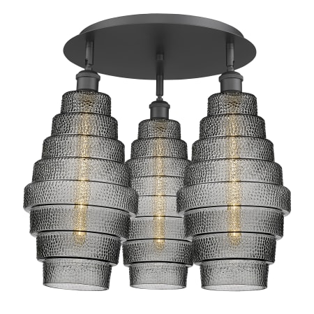 A large image of the Innovations Lighting 516-3C-18-20 Cascade Flush Matte Black / Smoked