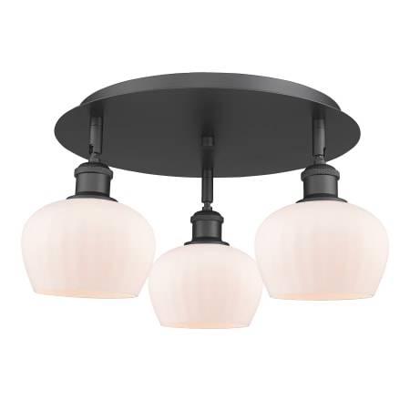 A large image of the Innovations Lighting 516-3C-8-19 Fenton Flush Matte Black / Matte White