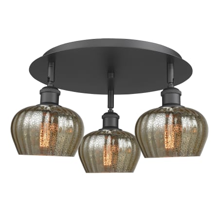 A large image of the Innovations Lighting 516-3C-8-19 Fenton Flush Matte Black / Mercury