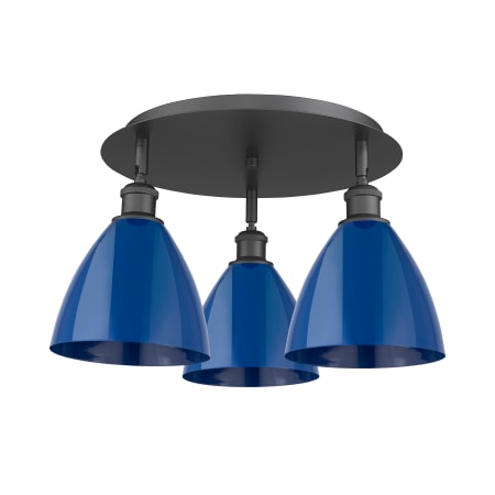 A large image of the Innovations Lighting 516-3C-10-20 Ballston Dome Flush Matte Black / Blue