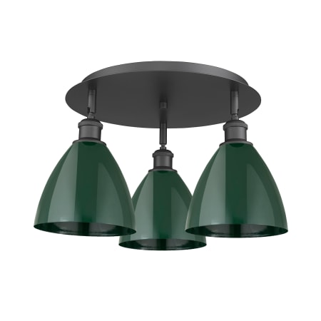 A large image of the Innovations Lighting 516-3C-10-20 Ballston Dome Flush Matte Black / Green