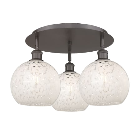 A large image of the Innovations Lighting 516-3C-11-20-White Mouchette-Ceiling Fixture Oil Rubbed Bronze / White Mouchette