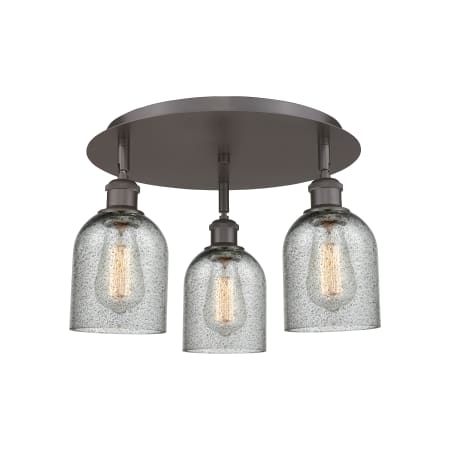 A large image of the Innovations Lighting 516-3C-10-17 Caledonia Flush Oil Rubbed Bronze / Charcoal