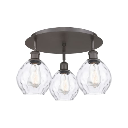 A large image of the Innovations Lighting 516-3C-9-18 Waverly Flush Oil Rubbed Bronze / Clear