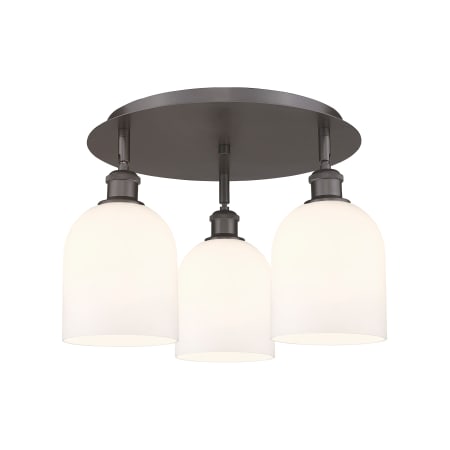 A large image of the Innovations Lighting 516-3C-11-18 Bella Flush Oil Rubbed Bronze / Gloss White